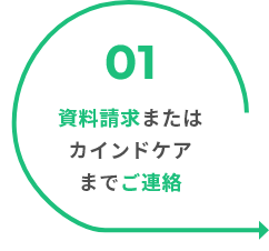 01 資料請求 またはカインドケアまでご連絡